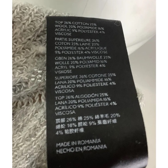 Anthropologie Sz XS Cropped Open Knit Sweater Gray Cotton Polyamide Pullover - Picture 7 of 7